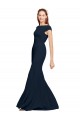 Purchase Stretch Crepe A-Line Sleeveless Dark Navy Formal Evening Dress