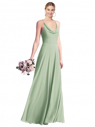 Purchase Chiffon A-Line Long Sleeveless Spaghetti Straps V-Back Evening Dresses