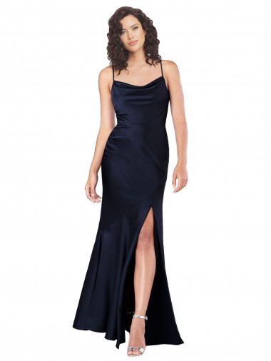 Purchase Silky Satin A-Line Long Sleeveless Black Tie Evening Dress