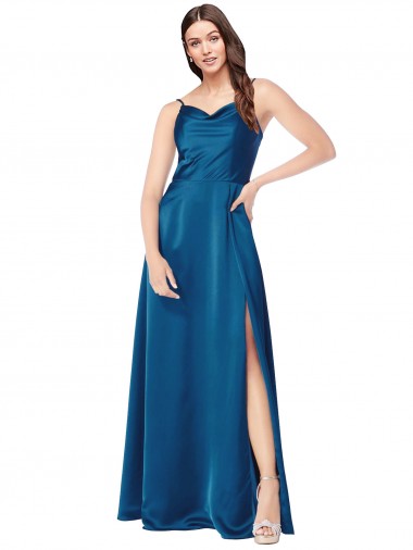 Purchase Silky Satin A-Line Long Sleeveless Low Back Formal Evening Gown