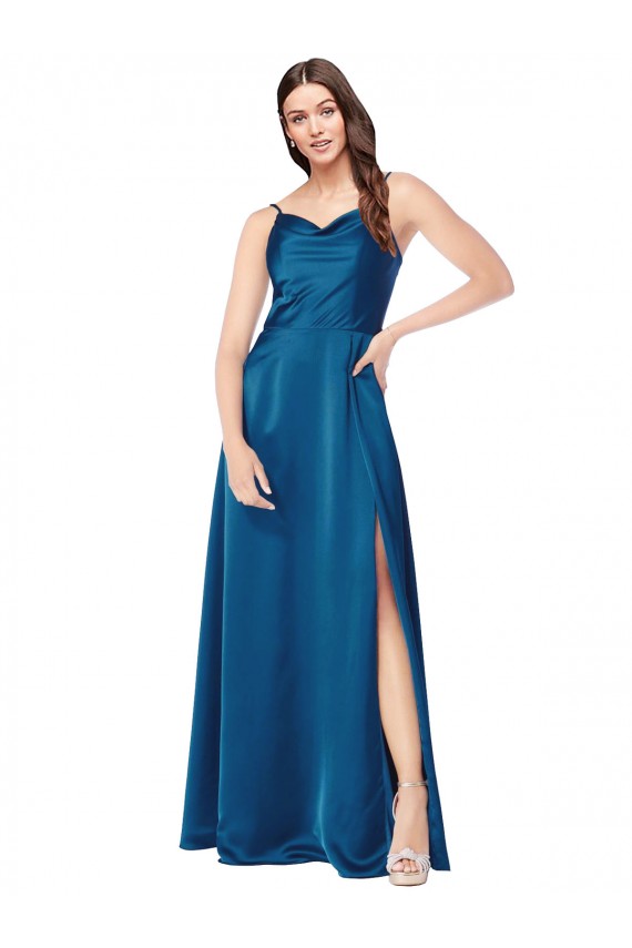 Purchase Silky Satin A-Line Long Sleeveless Low Back Formal Evening Gown
