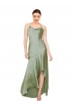 Purchase Silky Satin A-Line Long Sleeveless Criss Cross Open Back High Low Evening Dress