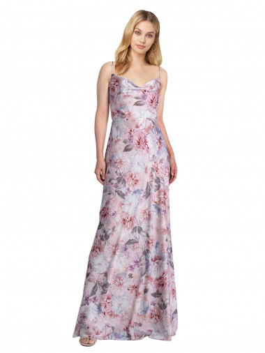Purchase Stretch Satin & Floral A-Line Long Sleeveless Formal Evening Dress