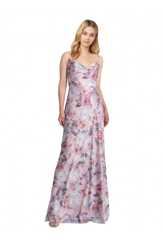Purchase Stretch Satin & Floral A-Line Long Sleeveless Formal Evening Dress