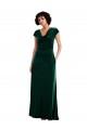 Purchase Stretch Velvet A-Line Long Cap Sleeves Black Tie Evening Dress