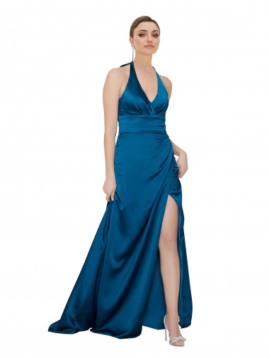 Purchase Silky Satin A-Line Long Sleeveless Open Back Formal Evening Dress