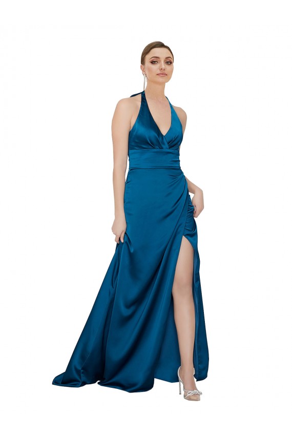 Purchase Silky Satin A-Line Long Sleeveless Open Back Formal Evening Dress