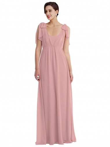 Purchase Soft Chiffon A-Line Sleeveless Dusty Pink Semi Formal Evening Dress