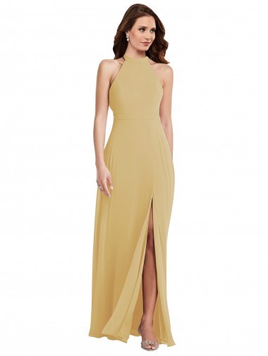Purchase Soft Chiffon A-Line Long Sleeveless Criss Cross Open Back Semi Formal Evening Dress