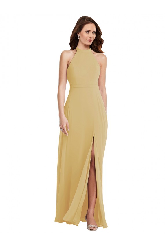 Purchase Soft Chiffon A-Line Long Sleeveless Criss Cross Open Back Semi Formal Evening Dress