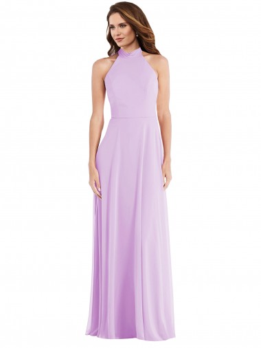 Purchase Soft Chiffon A-Line Sleeveless Lilac Semi Formal Evening Dress