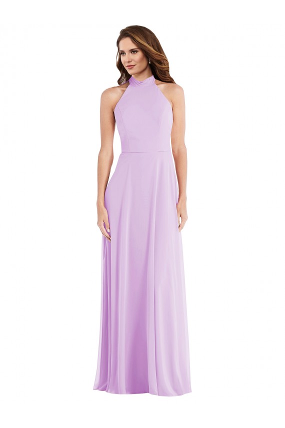 Purchase Soft Chiffon A-Line Sleeveless Lilac Semi Formal Evening Dress