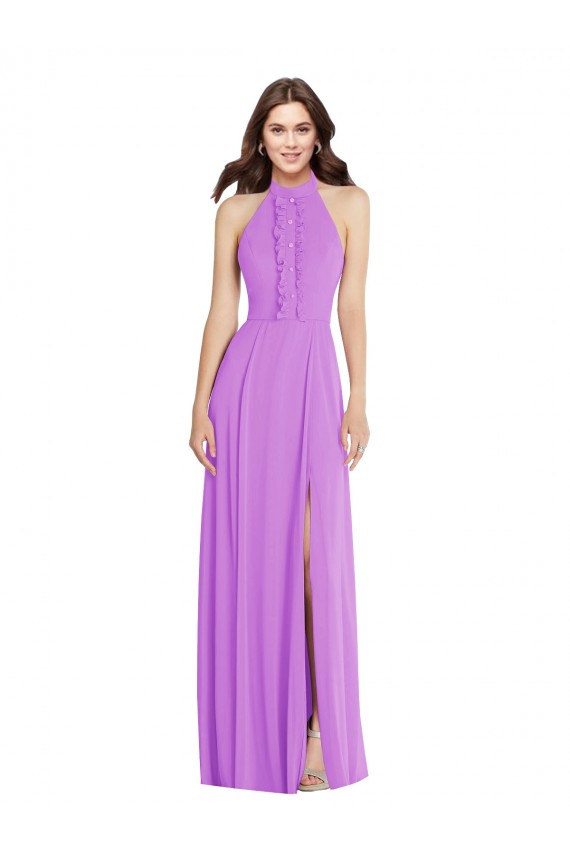 Purchase Soft Chiffon A-Line Long Sleeveless Backless Formal Evening Dress