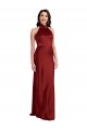 Purchase Stretch Satin A-Line Long Sleeveless Backless Black Tie Evening Dress