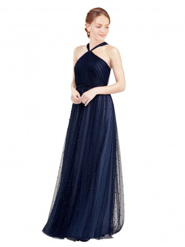 Purchase Soft Tulle A-Line Long Sleeveless Evening Dress