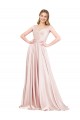 Purchase Satin A-Line Long Sleeveless Pink Prom Dresses