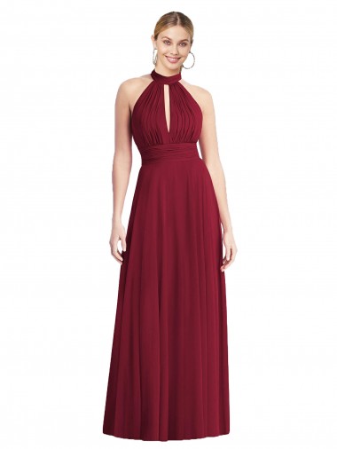 Purchase Soft Chiffon A-Line Sleeveless Burgundy Semi Formal Evening Dress
