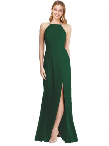 Purchase Soft Chiffon A-Line Sleeveless Dark Green Semi Formal Evening Dress