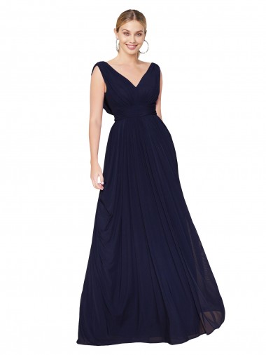 Purchase Soft Chiffon A-Line Sleeveless Dark Navy Formal Evening Dress