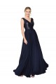 Purchase Soft Chiffon & Sequin A-Line Long Sleeveless V-Back Semi Formal Evening Dress