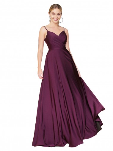 Purchase Stretch Crepe A-Line Long Sleeveless V-Back Formal Evening Dress