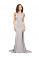 Purchase Stretch Satin A-Line Sweep Train Sleeveless Low Back Formal Evening Dress