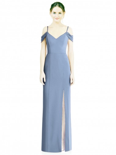 Purchase Soft Chiffon A-Line Long Cold Shoulder Open Back Formal Evening Dress