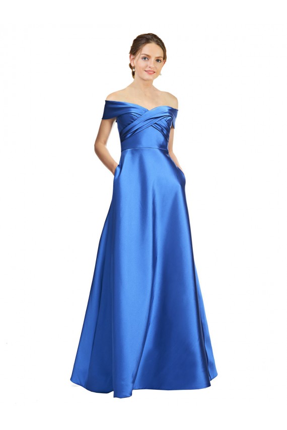 Purchase Satin A-Line Long Sleeveless Black Tie Evening Dress