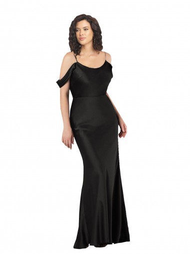 Purchase Silky Satin Long Sleeveless Off the Shoulder Low Back Prom Dresses
