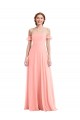 Purchase Soft Chiffon A-Line Long Flutter Sleeves Semi Formal Evening Dress
