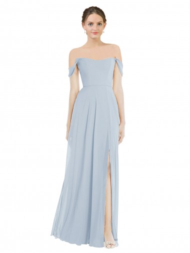 Purchase Soft Chiffon A-Line Long Flounce Sleeves Semi Formal Evening Dress