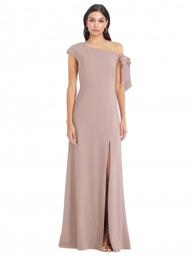 Purchase Stretch Crepe A-Line Long Sleeveless Front Slit Prom Dresses