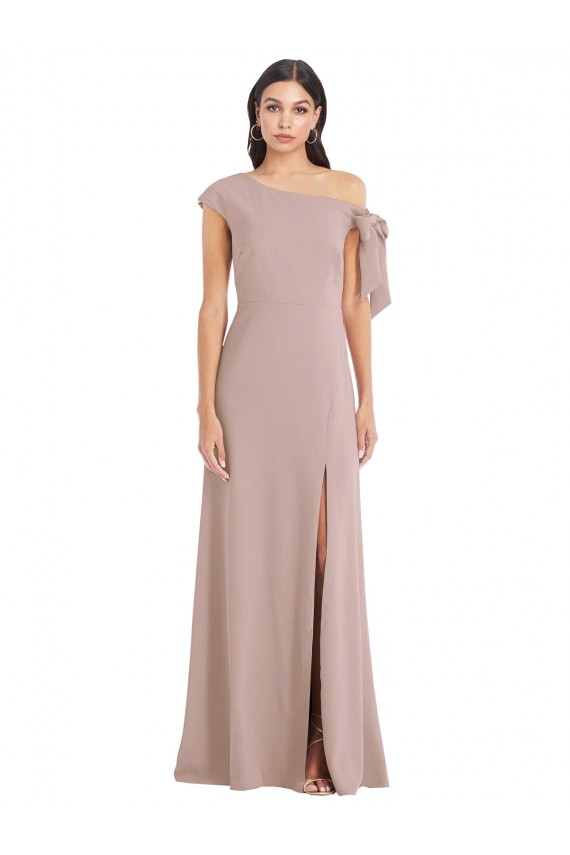 Purchase Stretch Crepe A-Line Long Sleeveless Front Slit Prom Dresses