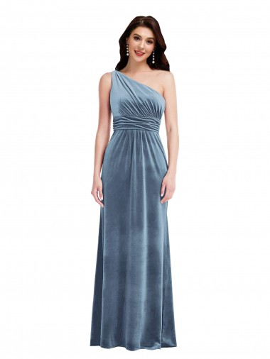 Purchase Stretch Velvet A-Line Long Sleeveless Evening Gown