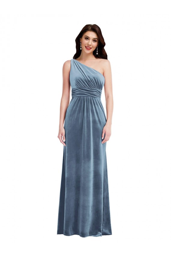Purchase Stretch Velvet A-Line Long Sleeveless Evening Gown
