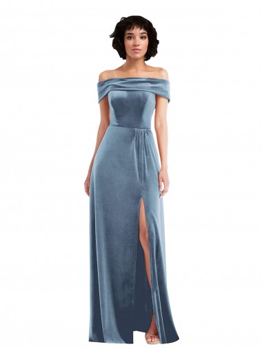 Purchase Stretch Velvet A-Line Long Sleeveless Semi Formal Evening Dress