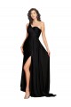Purchase Silky Satin A-Line Long Sleeveless Black Prom Dresses