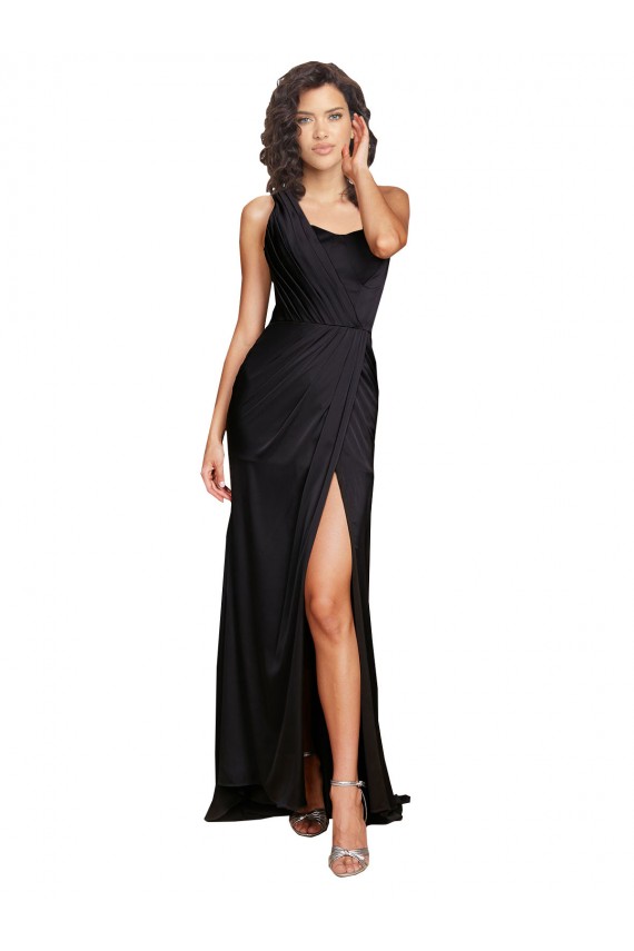 Purchase Silky Satin A-Line Long Sleeveless Evening Dress