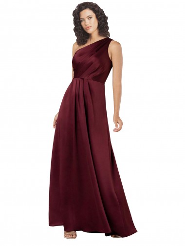 Purchase Silky Satin A-Line Long Sleeveless Burgundy Prom Dresses