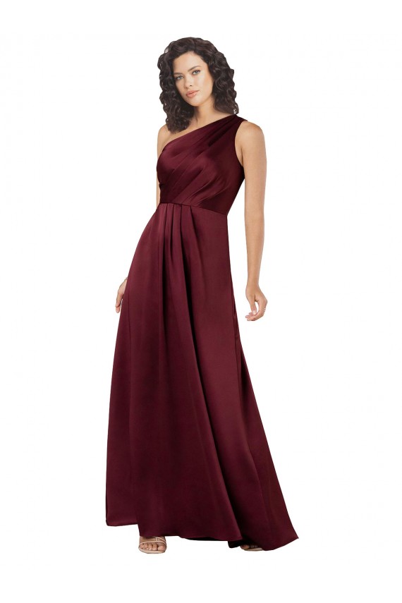 Purchase Silky Satin A-Line Long Sleeveless Burgundy Prom Dresses