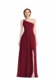 Purchase Soft Chiffon A-Line Long Sleeveless Shirred Front Slit Evening Dresses