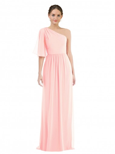 Purchase Soft Chiffon A-Line Long Bell Sleeves Semi Formal Evening Dress