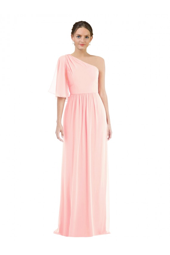 Purchase Soft Chiffon A-Line Long Bell Sleeves Semi Formal Evening Dress