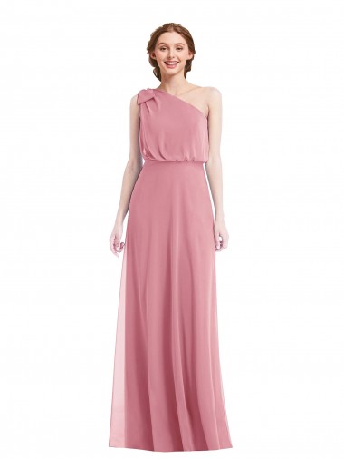 Purchase Soft Chiffon A-Line Long Sleeveless Skin Pink Semi Formal Evening Dress