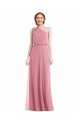 Purchase Soft Chiffon A-Line Long Sleeveless Skin Pink Semi Formal Evening Dress