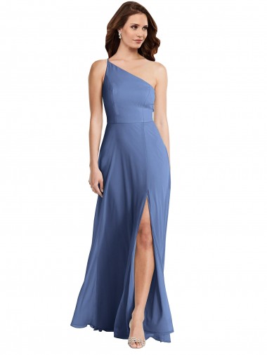 Purchase Soft Chiffon A-Line Long Sleeveless Flirty Slit Evening Dresses