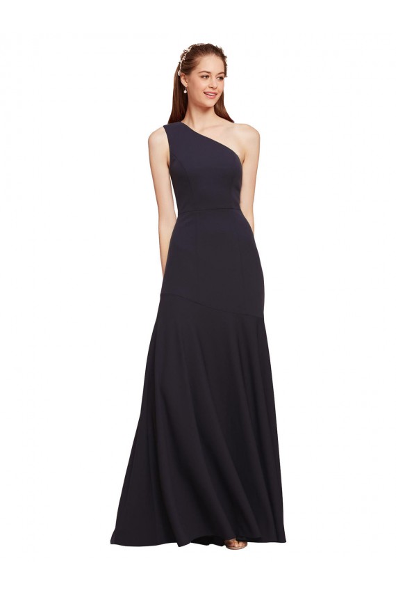 Purchase Stretch Crepe A-Line Long Sleeveless Dark Navy Prom Dresses