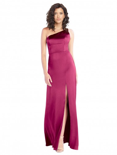 Purchase Stretch Satin A-Line Long Sleeveless Open Back Fuchsia Prom Dresses