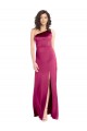 Purchase Stretch Satin A-Line Long Sleeveless Open Back Fuchsia Prom Dresses