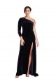 Purchase Stretch Velvet A-Line Sweep Train Long Sleeves Formal Evening Dress